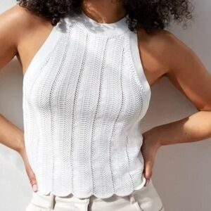 Wilfred Aritzia White Knit Halter Top
